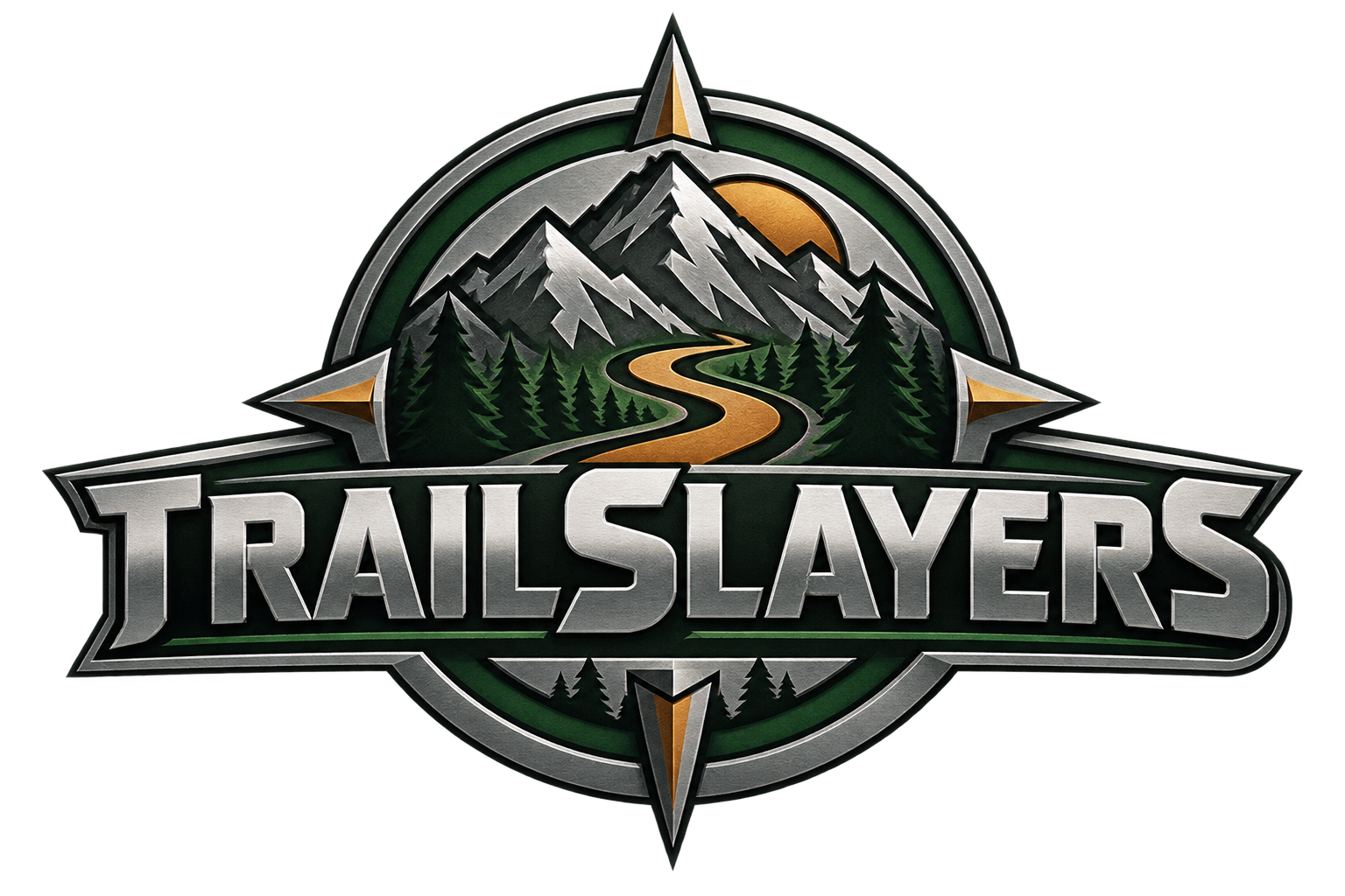 TrailSlayers mountain, forest and winding trail logo